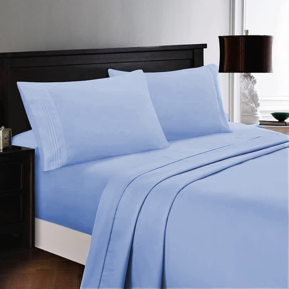 ✨SALE✨Queen 4pc Baby Blue Bedsheets - Picture 1 of 5